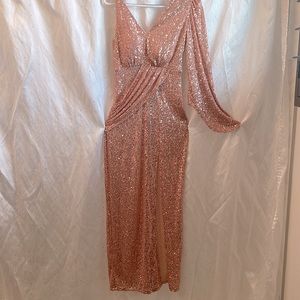 Dusty pink one shoulder long dress. Like new! Size small